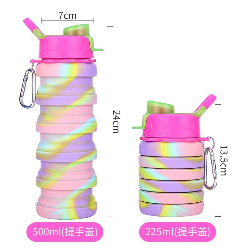 Portable Collapsible Silicone Travel Water Bottle 500ml Hiking Camping Gym Outdoor Sports