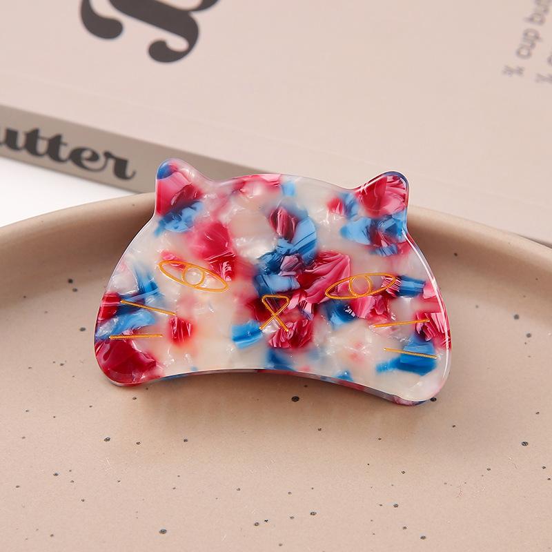 1Pcs Cute Sweet Hair Scratch Elegant Acetate Cat Grab Clip Metal Tooth Hairpin Ladies Back Of The Head Disc Hair Gripper
