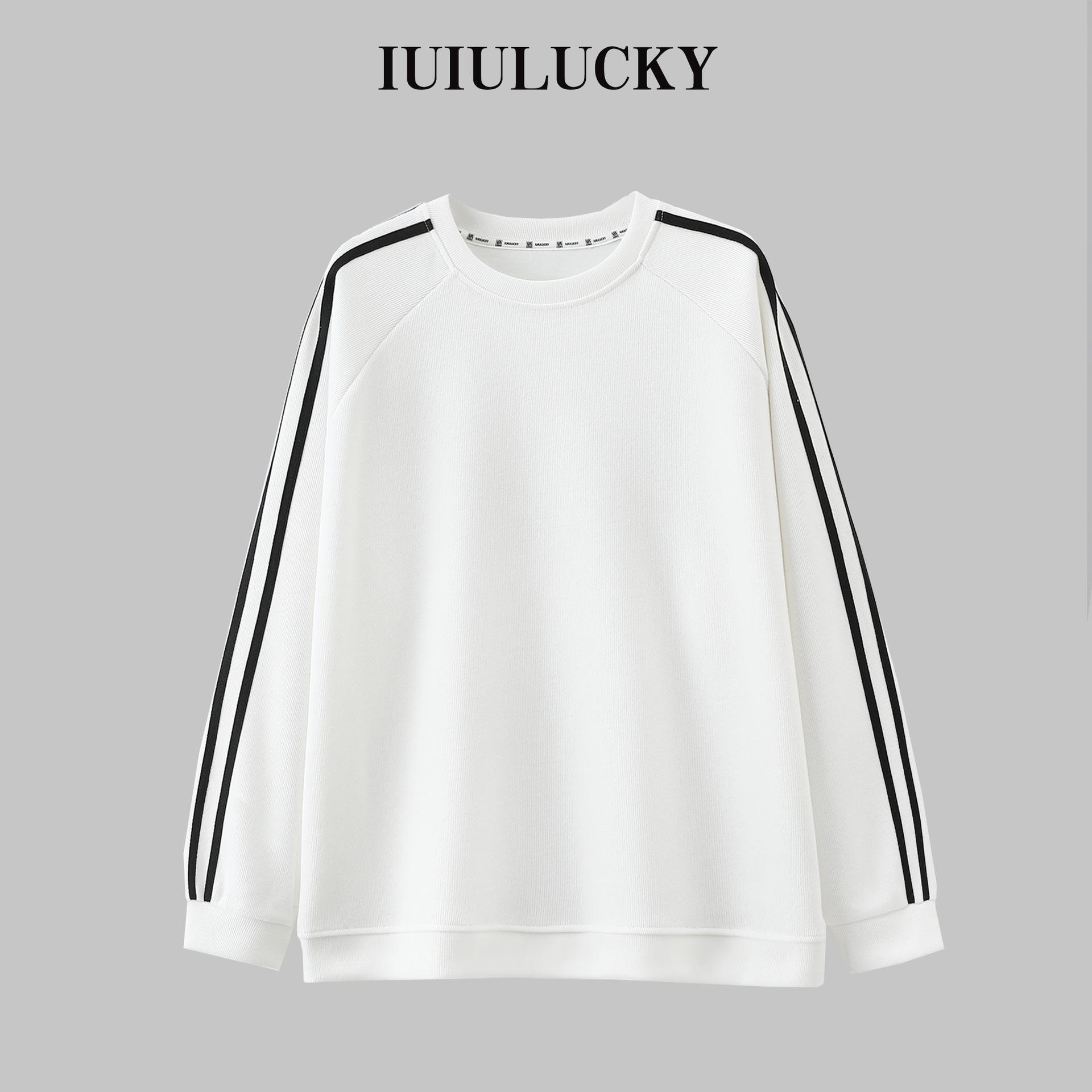 

Женский повседневный свитшот в гонконгском стиле с рукавами реглан - Весна/Осень, Круглый вырез, Свободный крой, Хлопок Хуа, Три полоски One Size белый