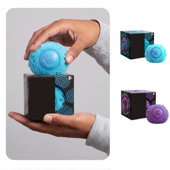 Fuzz Smiling Face Ball Squeeze Toy Stress Relief Fuzzy Ball Fidget Toy Focus Aid Relaxation Anxiety Relieving Office Desk Toy