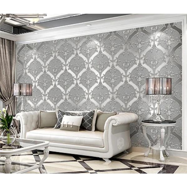 Europäischer Stil Damaskus Tapete Wohnzimmer TV Sofa Schlafzimmer 3D Relief Vlies Nachttisch Wandpapier Luxus Heimdekor 3D Tapeten