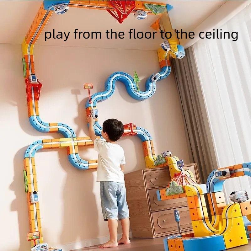 Non-Toxic Kids Magnetic Rail Car Cube Toy Diy Building Blocks Magical Track Train Gravity Maze Toy Educational Toy Christmas Birthday Gift