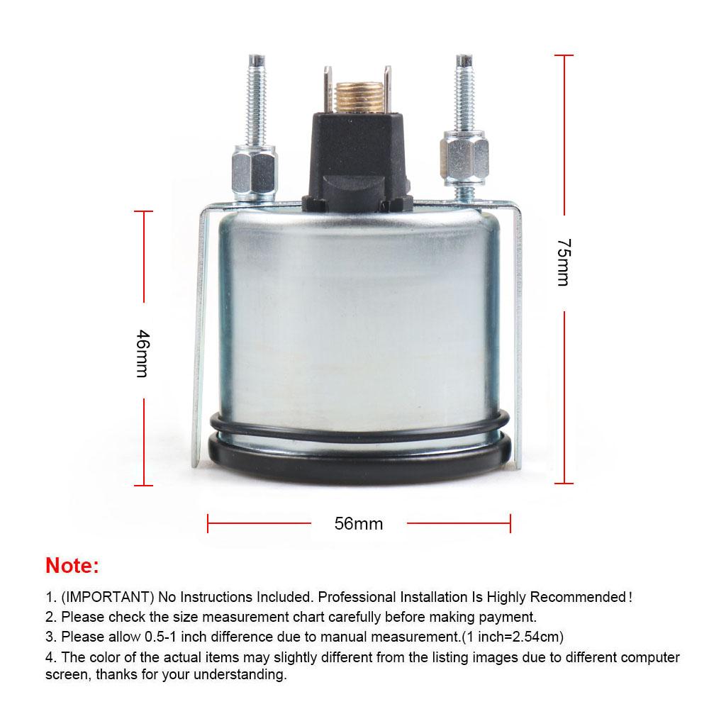 Medidor de Temperatura del Agua Mecánico 2" 52MM 40-130℃/110-265℉ 12V Medidor de Temperatura del Agua Luz Amarilla Medidor de Coche Con Sensor NPT 1/2