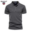 Gant Summer Embroidery Collar Sport Men's Pure Cotton Polo Shirt, Fashionable and Casual Men's Solid Color Short Sleeved T-shirt