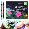 24 Colors Dot Acrylic Paint Markers Collection Dual Tip Brush Paint Pens for Rock Painting Canvas Plastic Metal Wood Stone Art Supplies