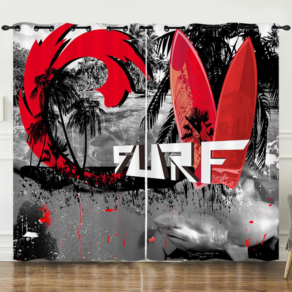 Curtain Dinosaur World 3D Digital Printing Blackout Curtain Punching