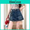Denim Shorts Skirt For Teens With High Waist And Tie Detail Perfect For Casual And Dating
