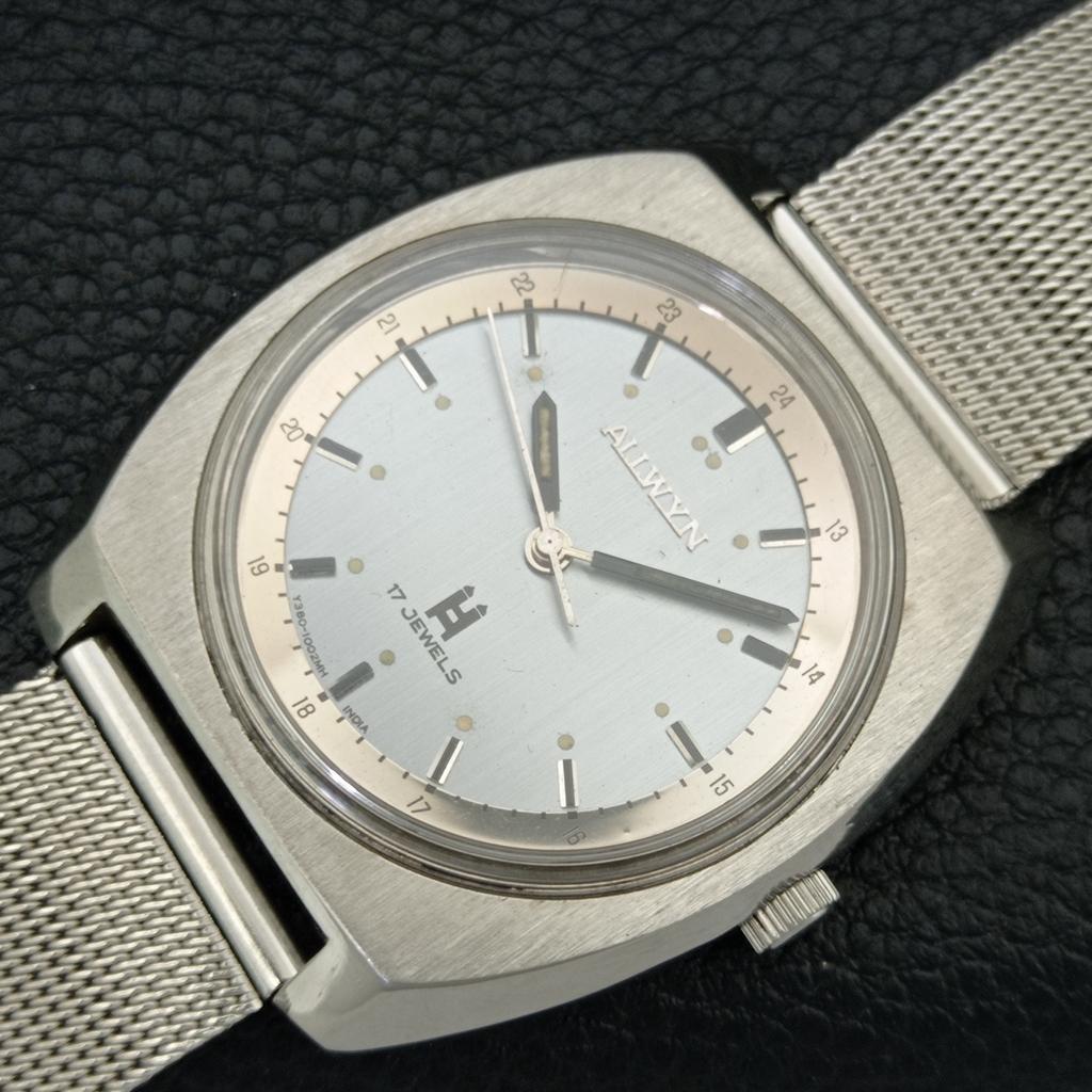 VINTAGE ALLWYN 6300A HAND-WINDING INDIA MENS ORIGINAL DIAL WATCH a706079-1