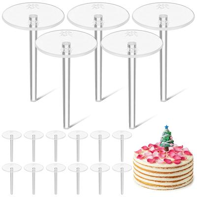 100 Stück Kuchen-Dekorationsbasis Kunststoff-Nägel Transparenter Kuchen-Topper Befestigungshalter für Hochzeit Geburtstag Babyparty Backzubehör
