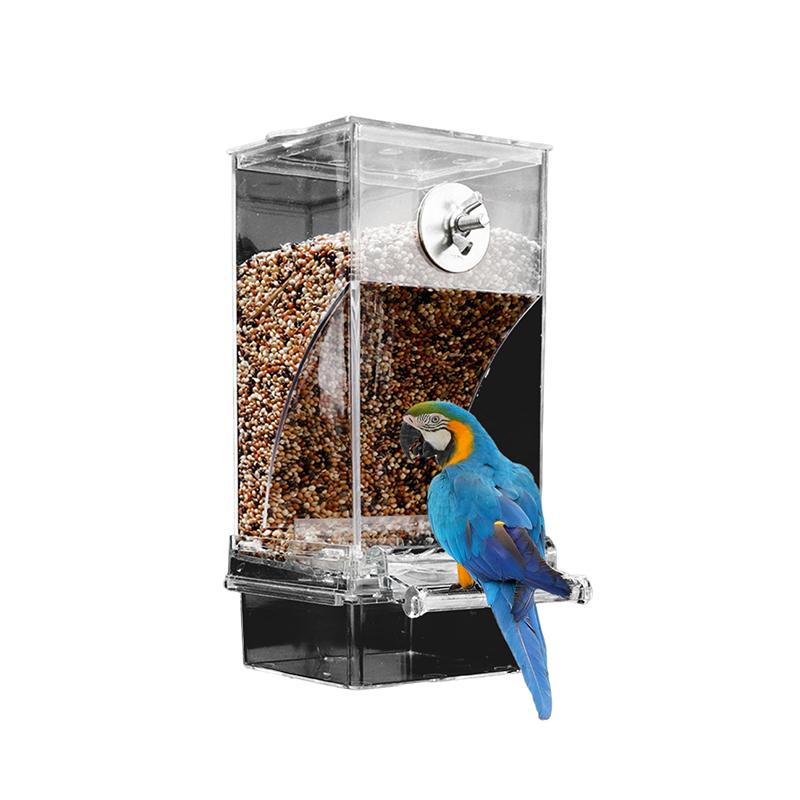 

Автоматическая кормушка для птиц без мусора, прозрачные акриловые кормушки для семян попугаев с жердочкой, контейнер для корма для волнистых попугайчиков, аксессуары для клетки чистый