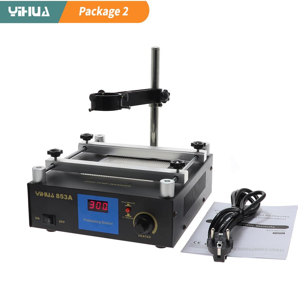 

YIHUA 853A SMD BGA Rework Soldering Station Preheating Desoldering Welding Tools PCB Holder Rework Soldering Station Bottom Heat 100-110V US Plug