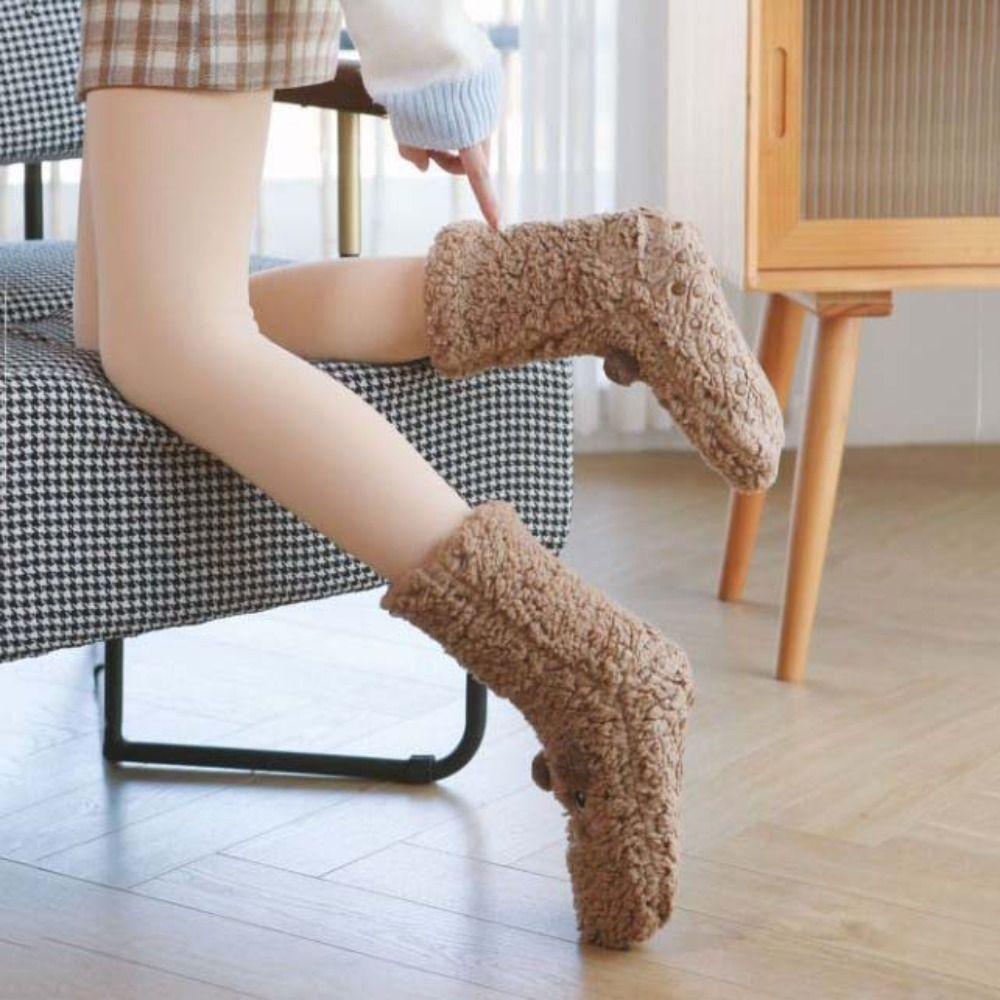 Plush Thick Thermal Socks Cartoon Fleece Sock Women Kawaii Floor Socks  Indoor