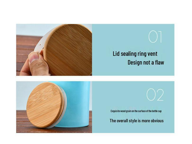 Frosted Matte Glass Cup with Bamboo Lid DIY Aromatherapy Candle Container