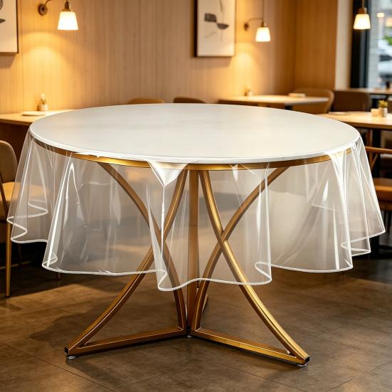 Clear Round Tablecloth Plastic Table Protector Waterproof Oil-Proof Table Cover PVC Table Cloth for Round Table Home Parties