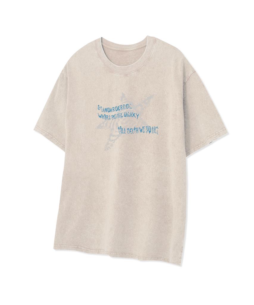 STANDARDERROR 87-Stan332 Galaxy Glitch Star Crack Pigment Short Sleeve T-Shirt (4 Colors)