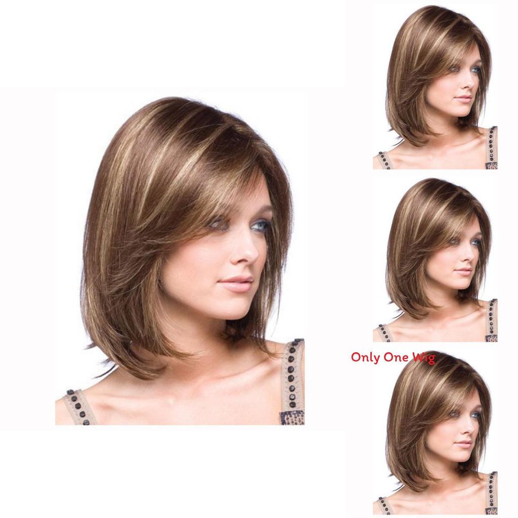 Short Straight Wig With Hightemperature Silk For Womens Face Shaping And Fashion Style