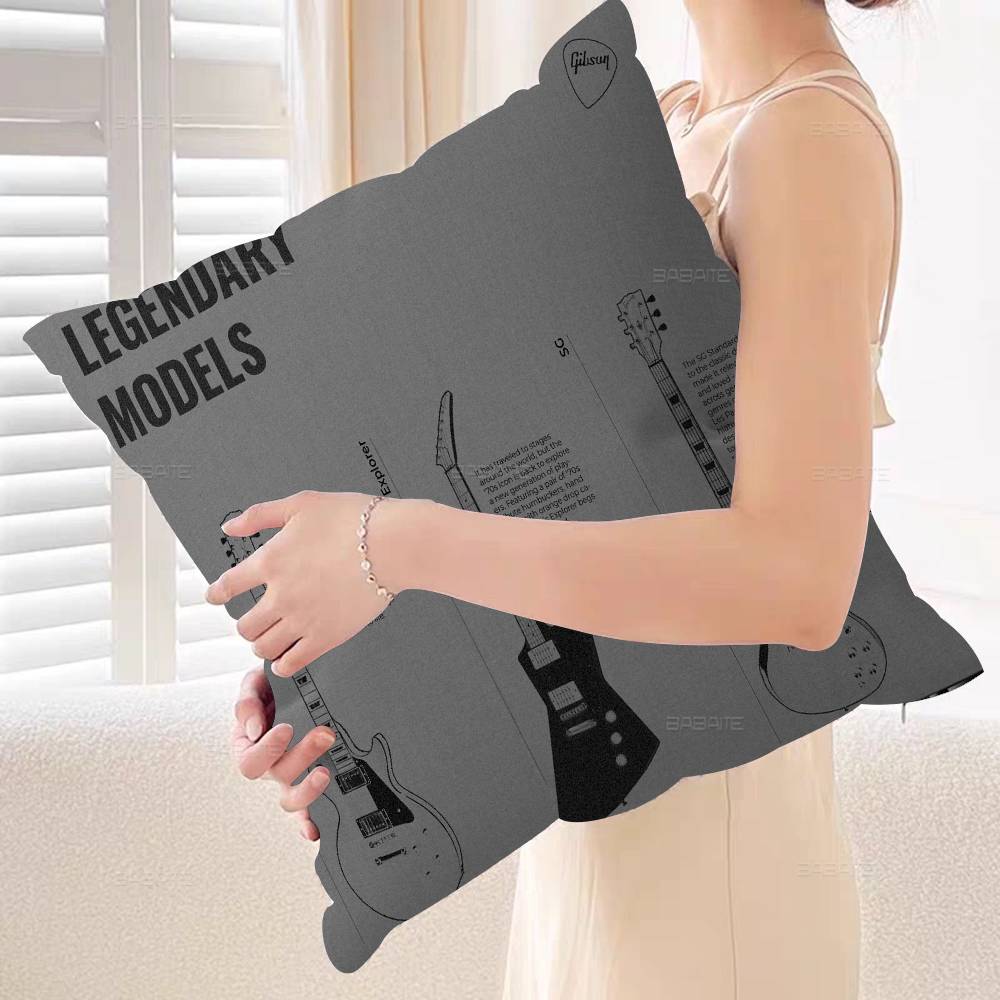 Gibson Guitar Logo Cushion Cover Pillowcase Upholstery Sofa Throw Pillow Home Decor Pillowcas