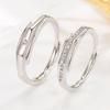 2Pcs Open Couple Rings for Women Men Trendy Zircon Matching Finger Rings Set Friendship Engagement Wedding  Gift