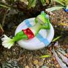 1Pc Water Floating Frog Statue,Frog Pond Ornament,Colorfast Easy Float Water Floating Resin Animal,Garden Statue