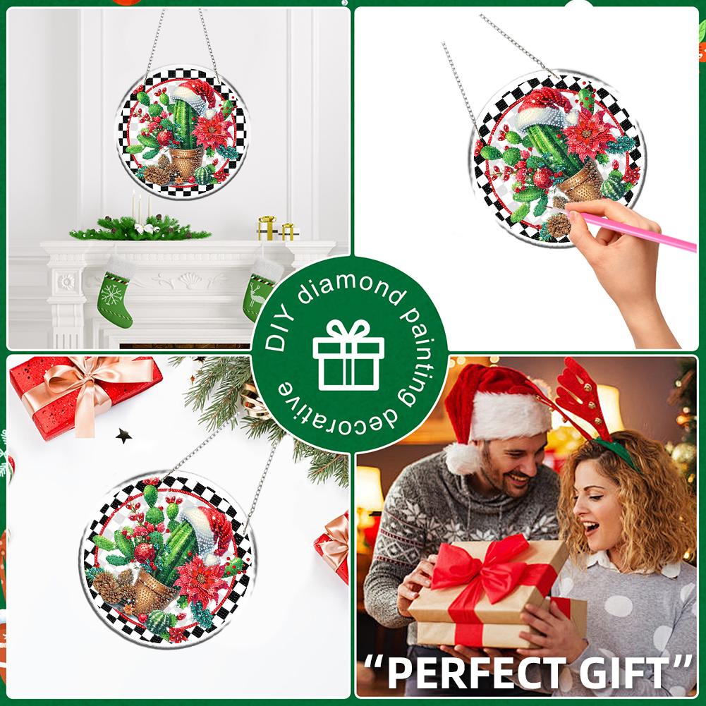 Acryl 2D/Flach DIY Weihnachten Sonderform Hängende Diamond Art Kits Diamant Malerei Set Strass Diamantkunst Fensteranhänger
