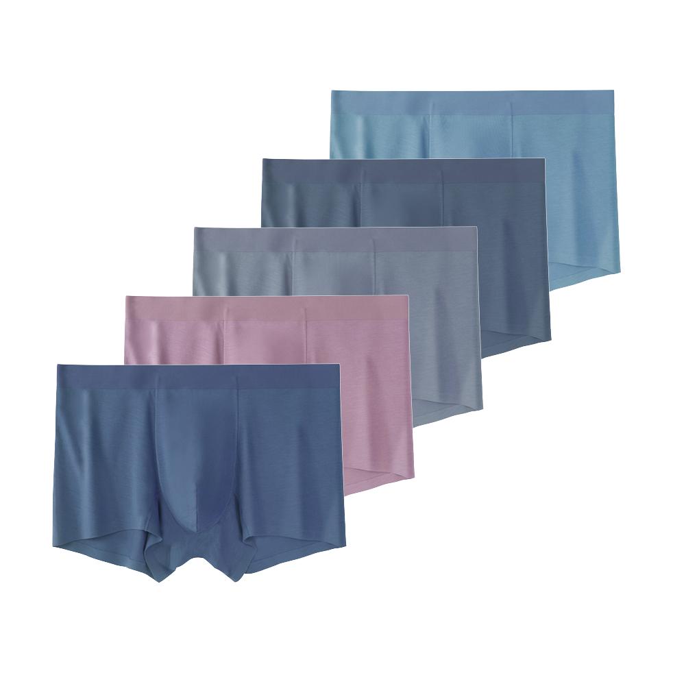 5 Pcs Mens Modal Seamless Boxer Briefs Elastic Waist Breathable Soft Underwear Comfort Daily Male Underpants L XL XXL 3XL 4XL