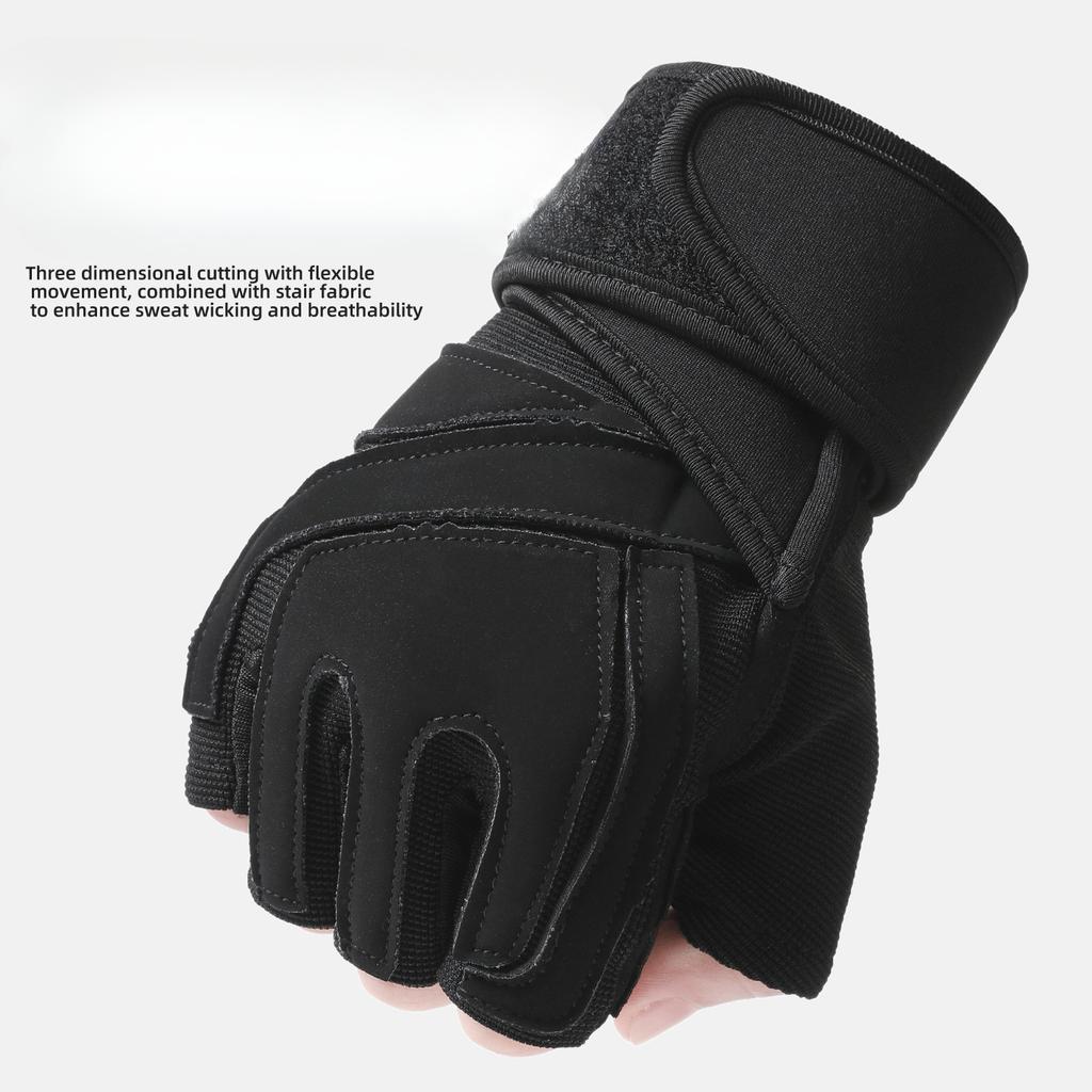 Half Finger Fitness Gloves Extended Pressurized Wrist Guard Men's Outdoor Training Equipment Horizontal Bar Dumbbell Anti Calendering Gloves