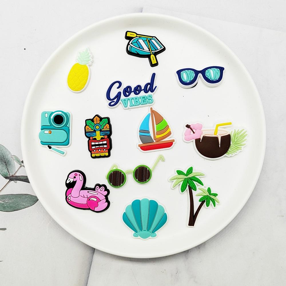 10pcs DIY Detachable Shoe Buckle Accessories Sunshine Beach Creative Street Element Shoe Decorations Summer Decoration Ornaments