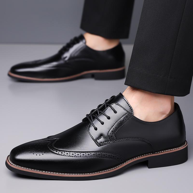 Fashion Big Size Spring Autumn Leather Brogue Shoes Man Designer Soft-soled Men Wedding Shoes Male FashionBusiness Men's Dress Shoe