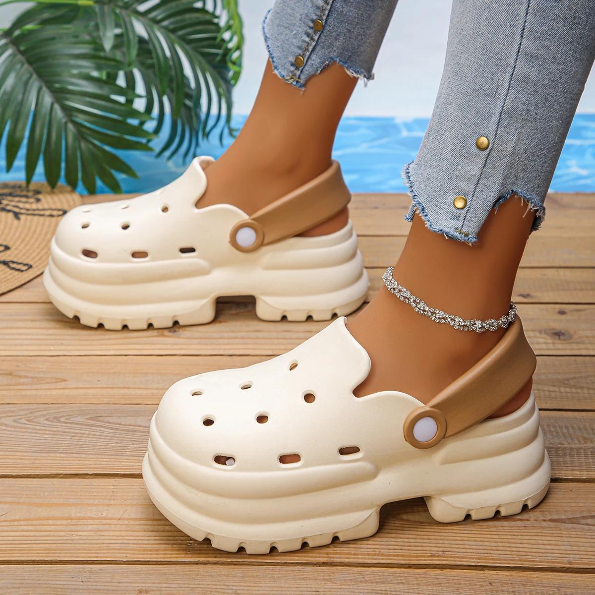 

Новые летние женские туфли с дырочками, повседневные, на платформе, удобные, пляжные туфли 41 хаки