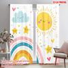 Cute Sun Rainbow Cloud Star Printed Curtains Set of 2 for Kids Room Bedroom Window Treatment Digital Print Blackout