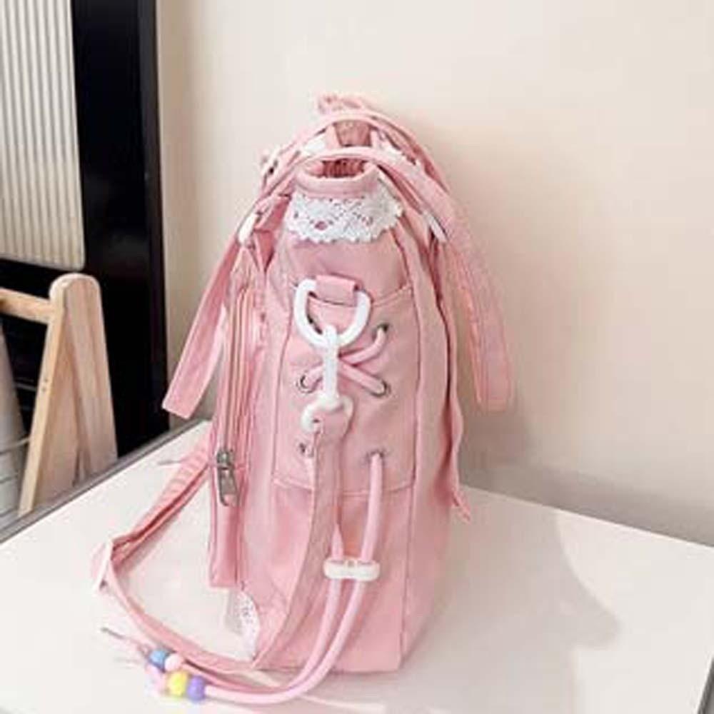 PU Leather Goth Transparent Handbag Lace Decoration Y2K Anime Display Bag Shoulder Ita Bag Work