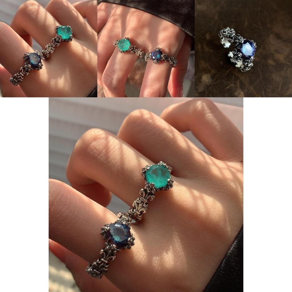 Trendy Sterling S925 Silver Mint Green Zircon Open Ring For Womens Fashionable Accessory
