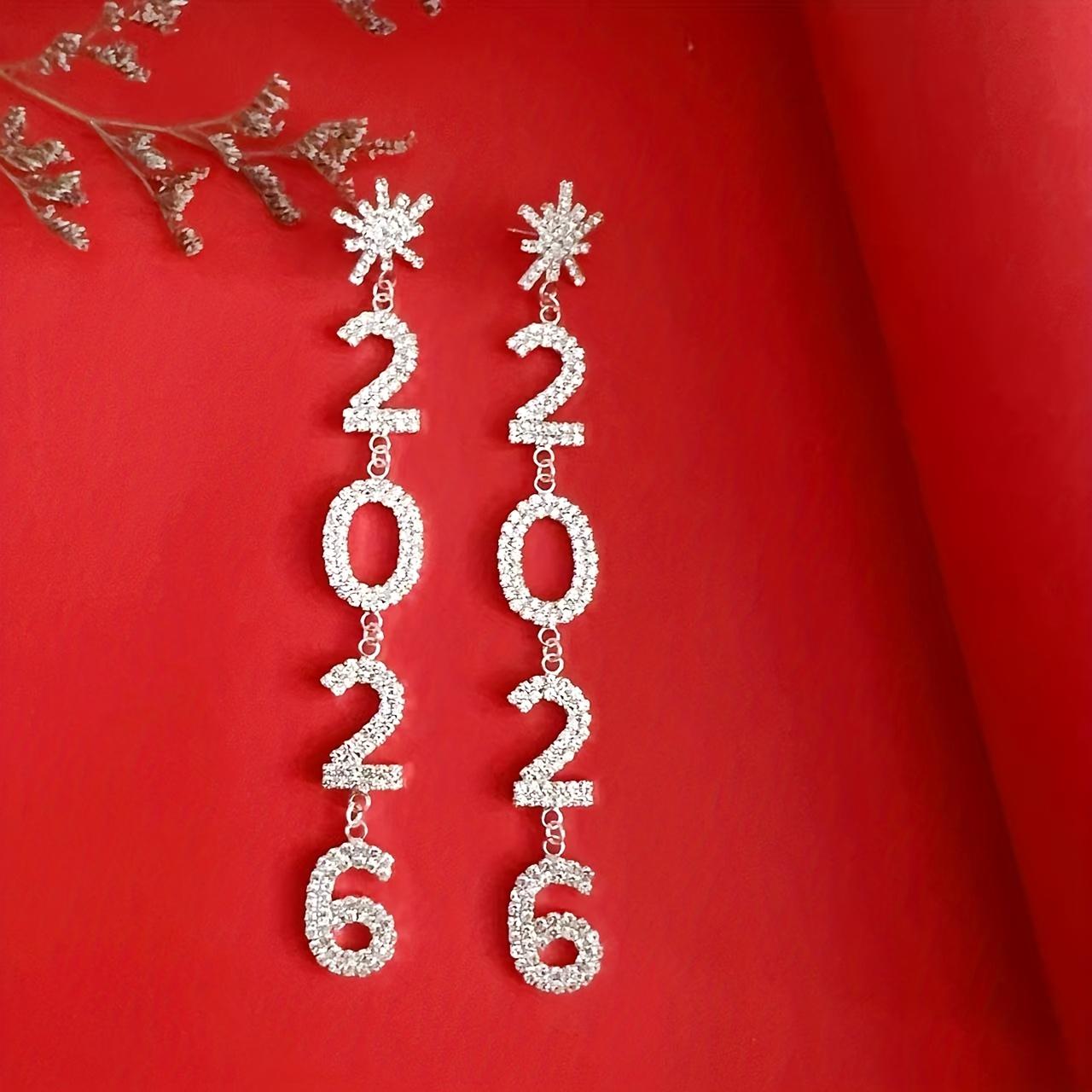 

Женские элегантные серьги-подвески с кристаллами 2026 - с цепочками - - Украшения для новогодней вечеринки, подарки на день рождения и годовщину