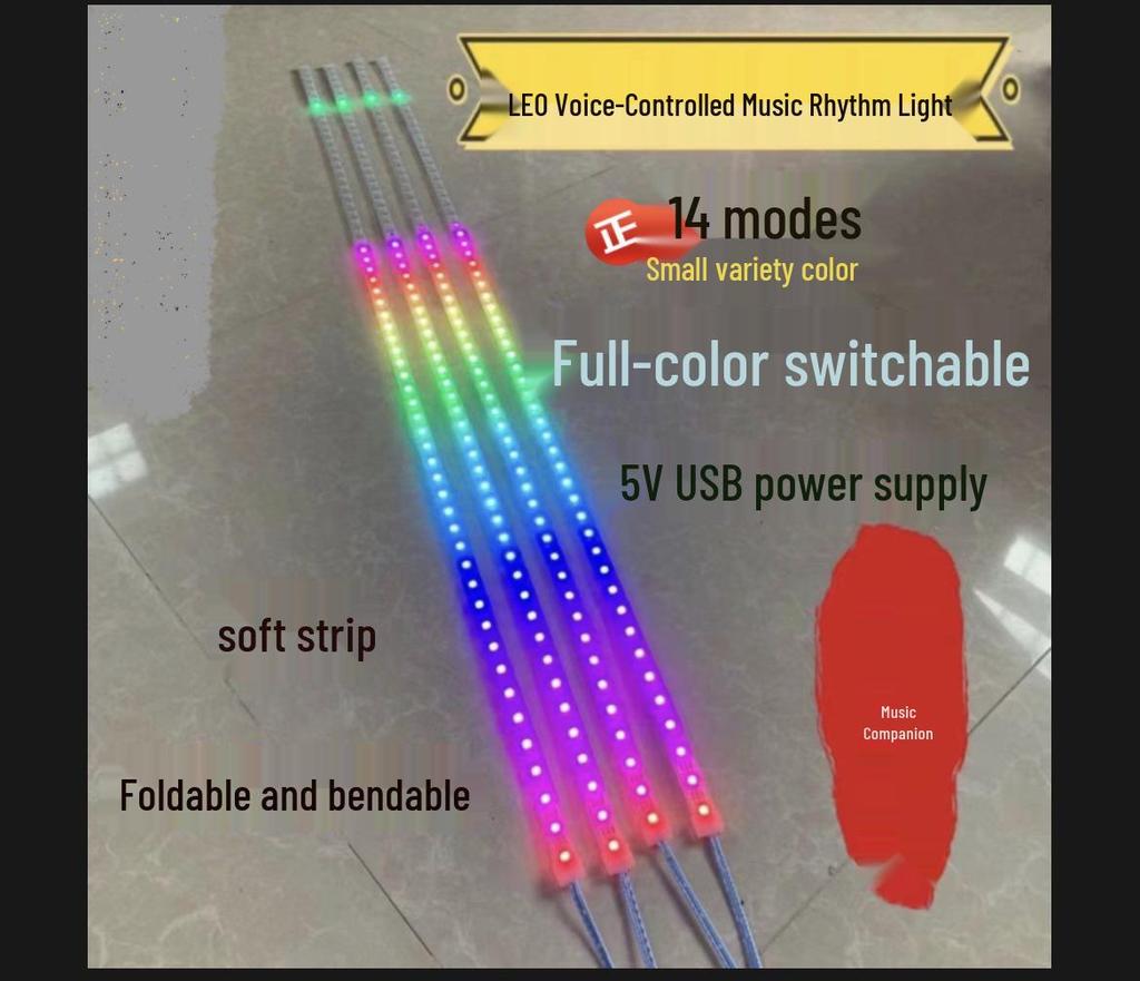 Voice-Activated LED Music Rhythm Light Strip for Car and Home