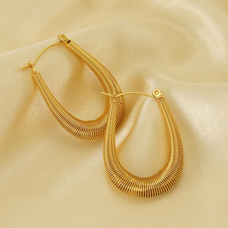 18K Gold Plated High-grade Stainless Steel U-shaped Spring Earrings Simple and Exaggerated Women's Titanium Steel Earrings
