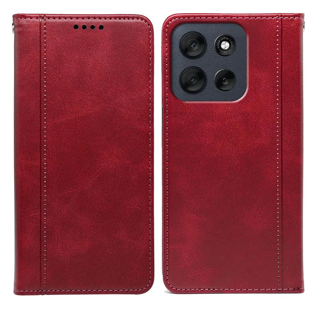 For Motorola Moto G56 5G Case Hidden Magnetic Closure Calf Texture Leather Phone Cover