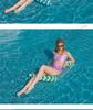 Portable Foldable PVC Striped Water Lounge Chair with Hanging Net - Single Inflatable Floating Bed