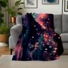 Fantasy Night Sky Lanterns iPhone WallpaperBlanket Flannel Throw Blanket for Sofa, Bed, Travel, Camping, Office, Couch, Chair