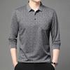 Mens Long Sleeve Jacquard Polo Shirt Business Casual Spring Autumn Top