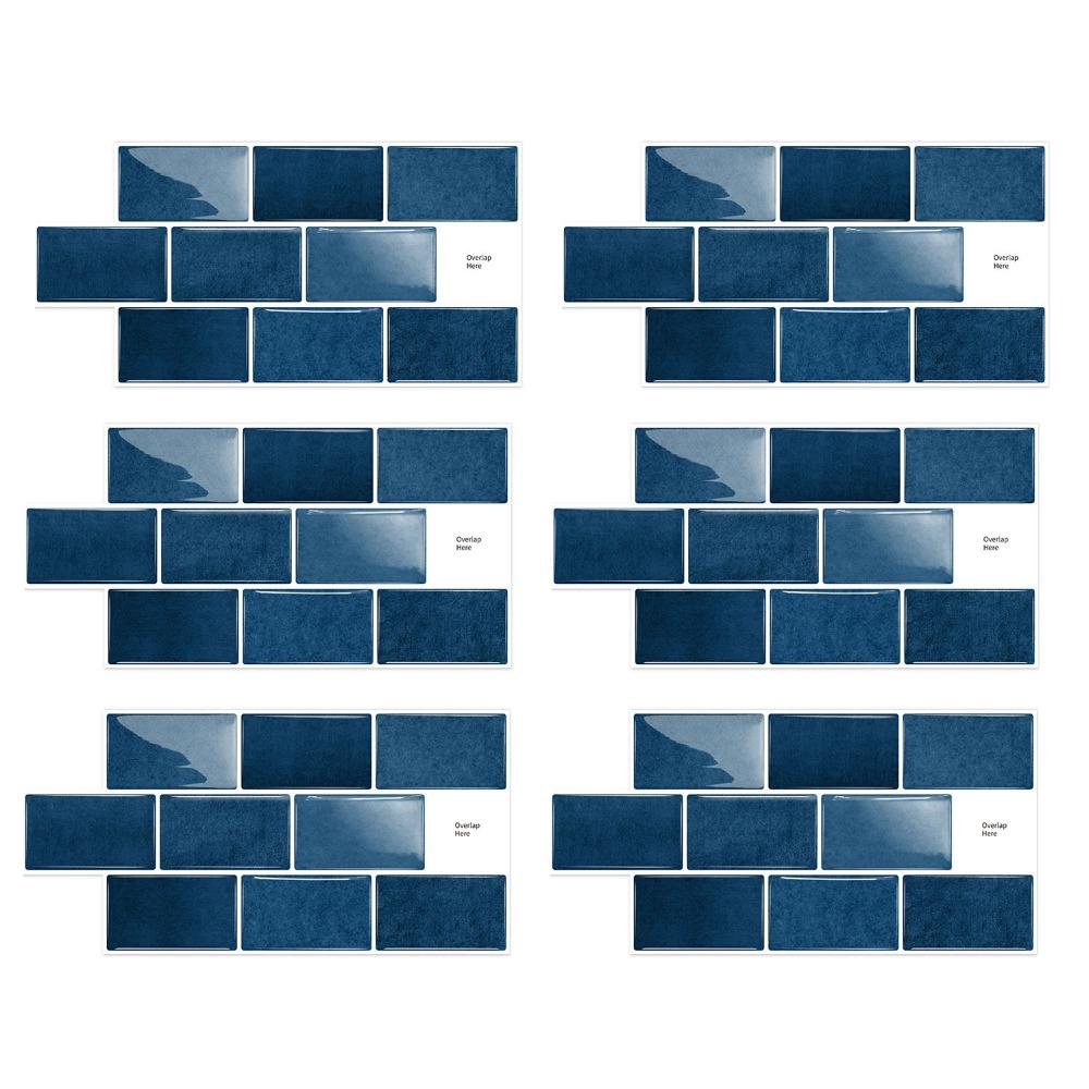 6 Stück 3D Wandfliesenaufkleber Wasserdichte PVC Imitation Fliesenaufkleber Selbstklebende Dekorationsfliesenaufkleber für Küche und Bad