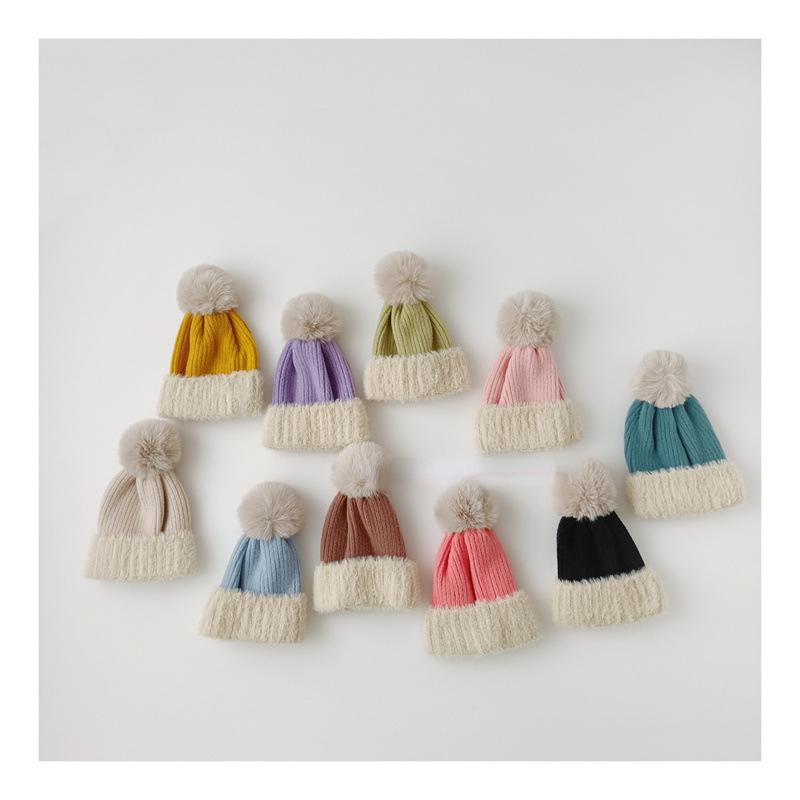 

Теплая детская шапка для мальчиков и девочек, модная простая однотонная вязаная шапочка крючком для малышей, осенняя теплая вязаная плюшевая шапочка для малышей