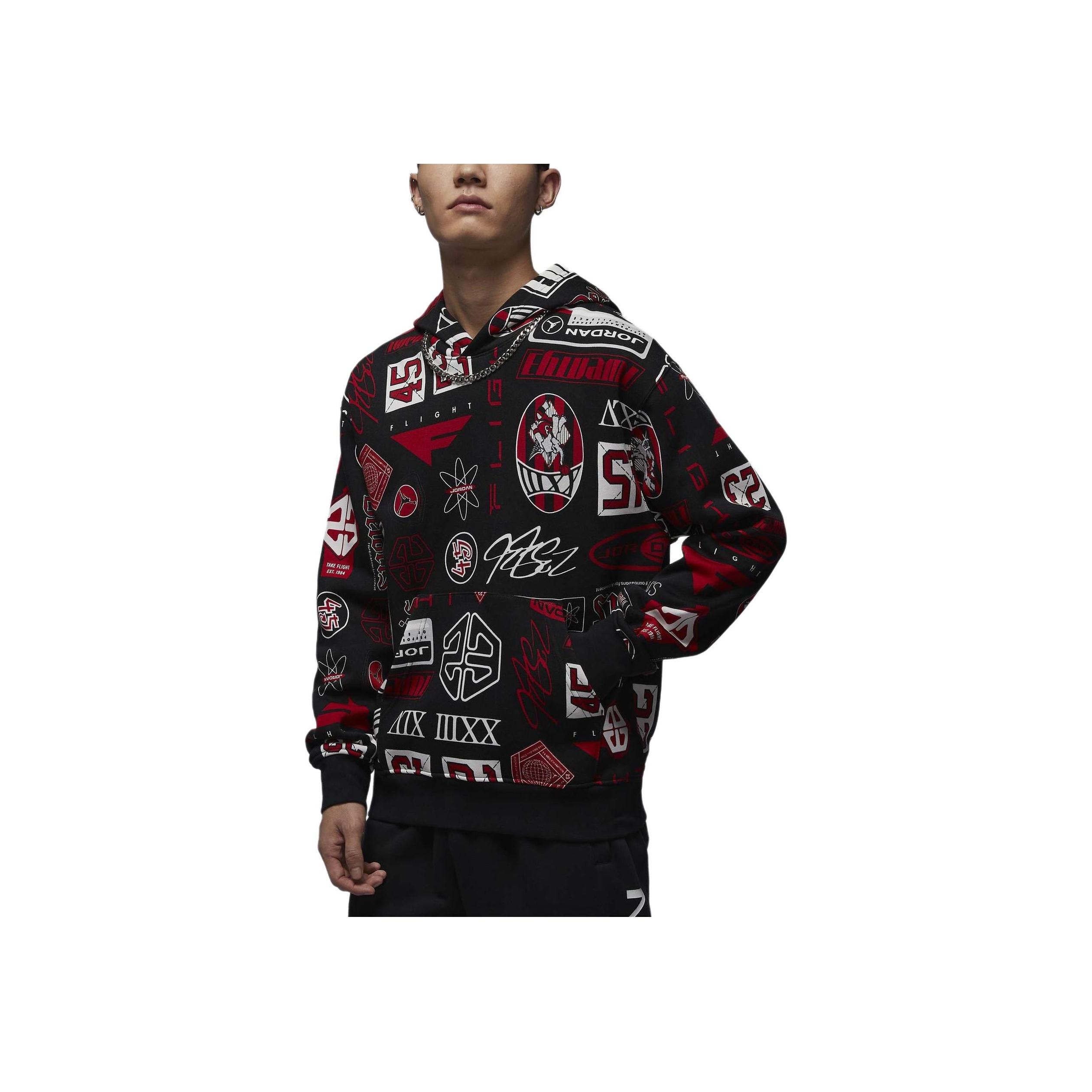 

New Jordan Essentials Sweatshirt Men s Black/Campus Red HM7255-010 2XL