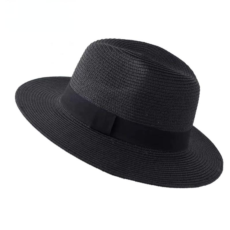 Large Size 56-58 59-60cm New Natural Panama Straw Hat Summer Men Women Wide Brim Beach UV Protection Fedora Sun Hat Sale