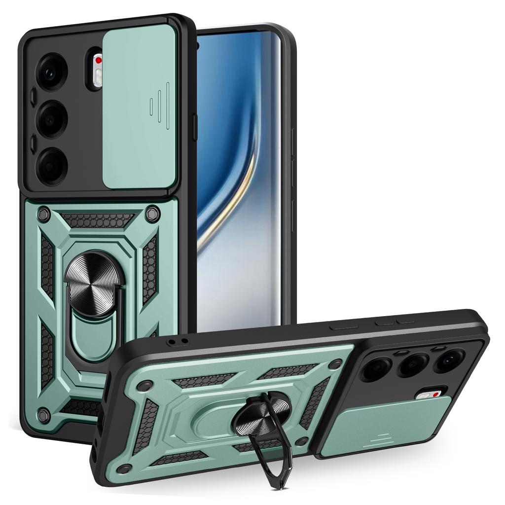 For TECNO Camon 40 Pro 4G Case with Slide Camera Lid PC+TPU Kickstand Phone Cover