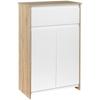 Bathroom Cabinet Storage Cabinet Drawer And Double Door Cupboard 60x30x90cm White And Natural Wood Effect