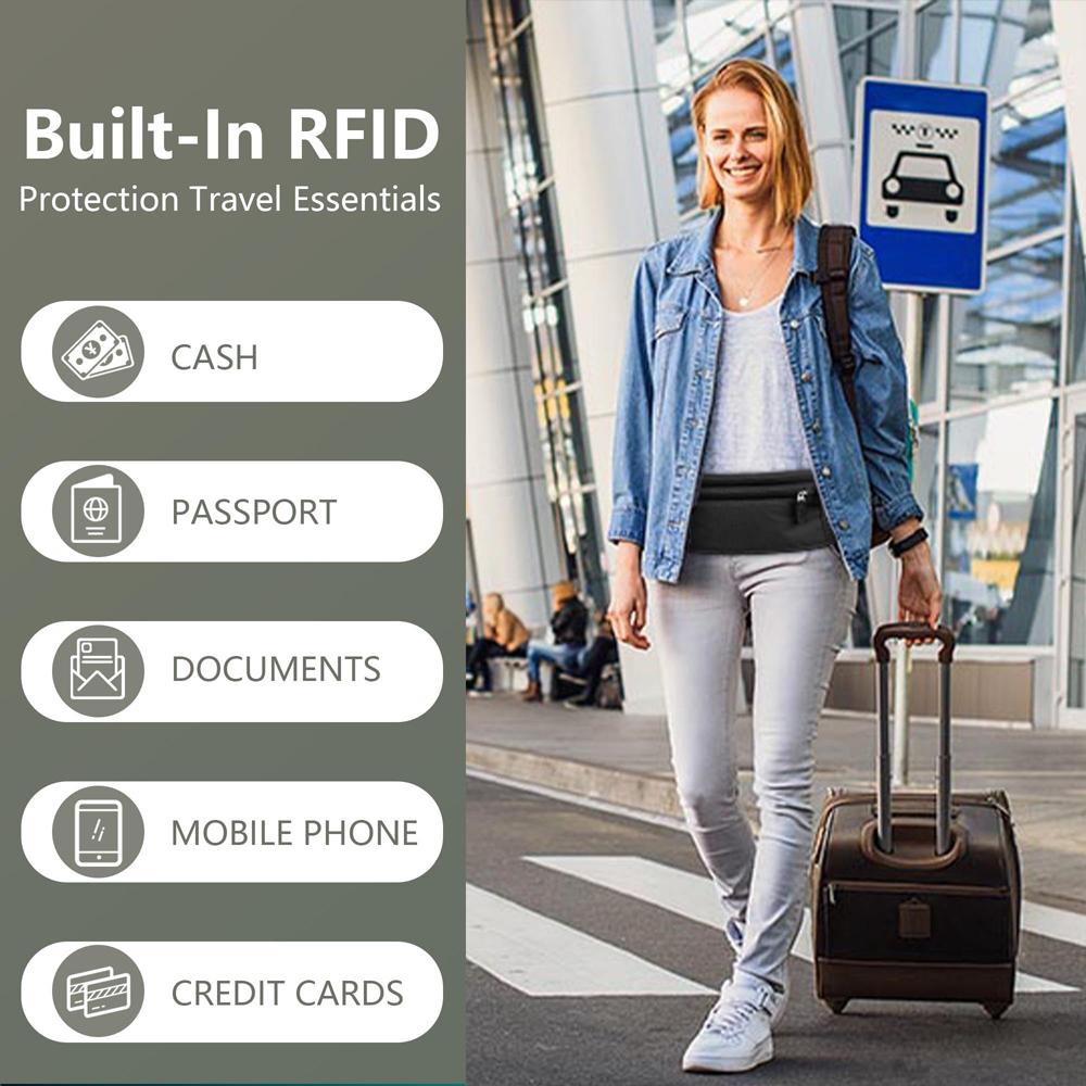 Hırsızlığa Karşı RFID Korumalı Seyahat Fanny Paketi Pasaport Tutucu İnce Seyahat Cüzdanı Kadınlar ve Erkekler için