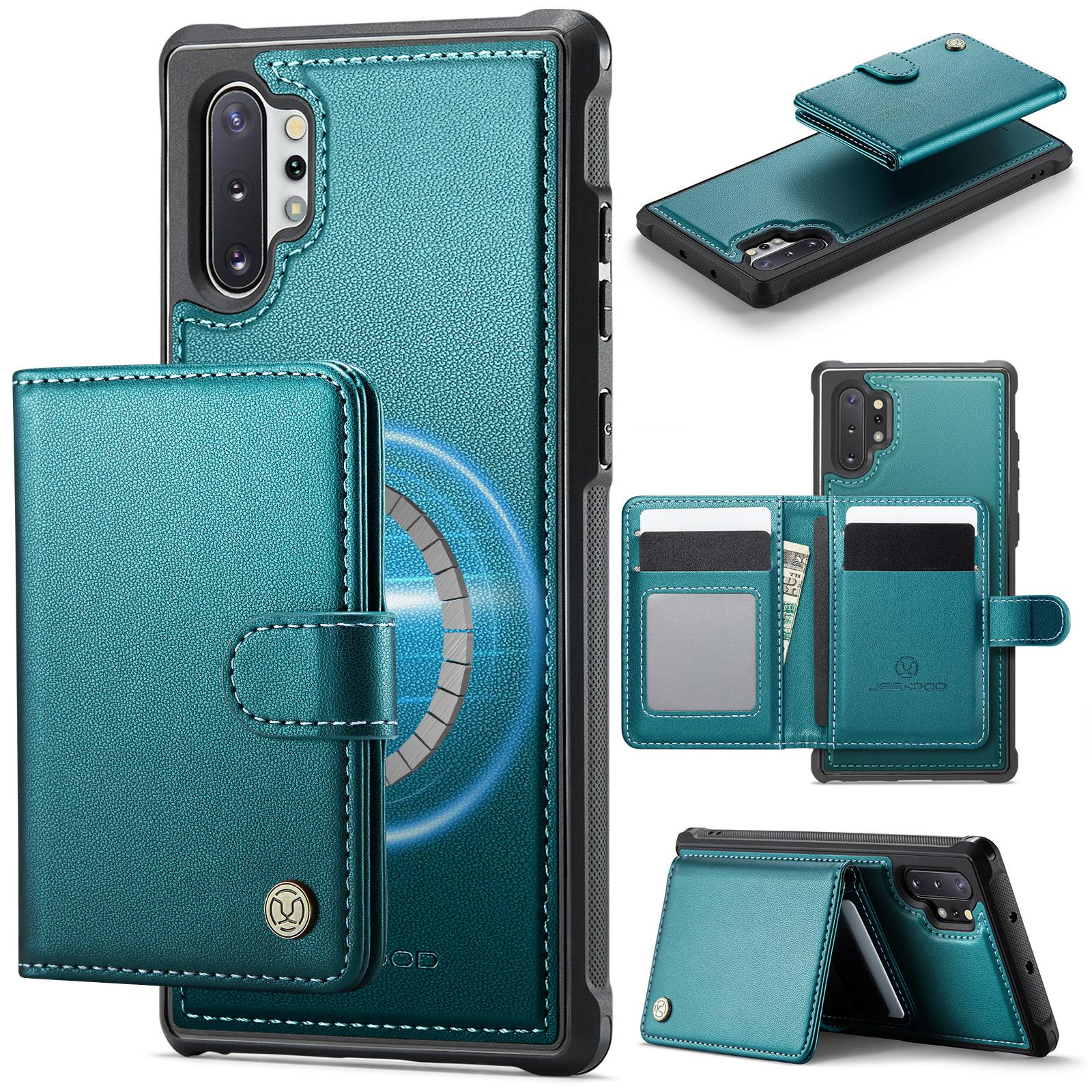 

For Samsung Galaxy Note10+ 4G Case JEEHOOD J09 RFID Blocking Card Holder Leather Back Phone Cover Magnetic Case
