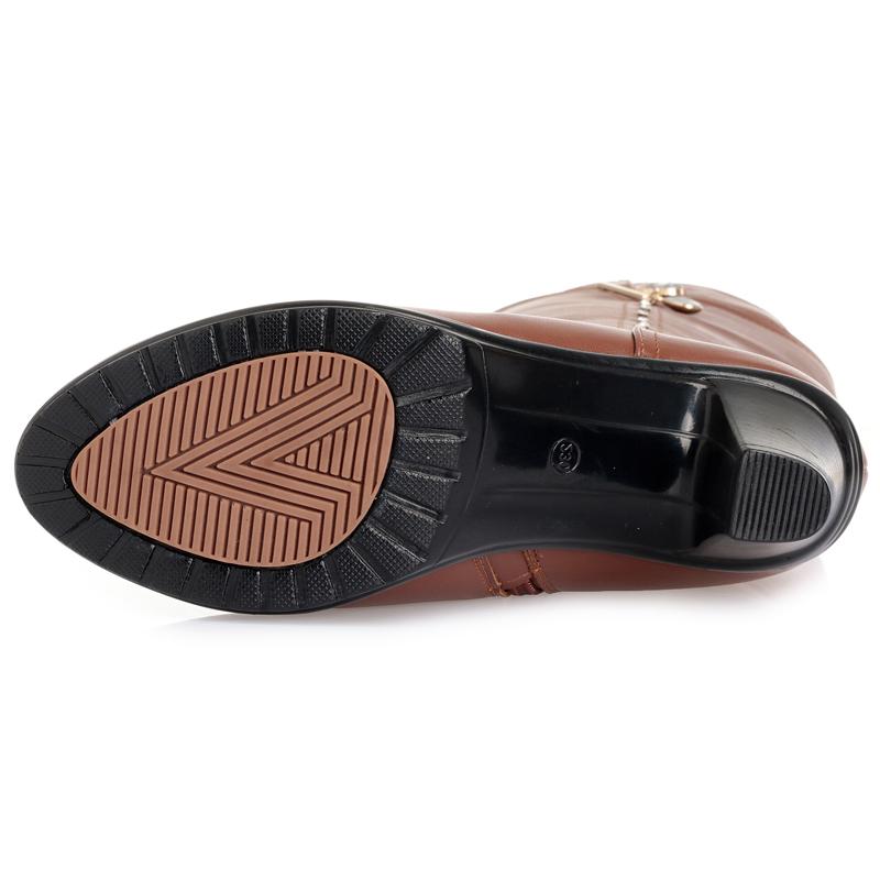 Mode GKTINOO Winter Kniehohe Stiefel Warme Wollpelzschuhe Frau High Heels Weiches Leder Rutschfeste Damen Winterstiefel Schuhe Botas