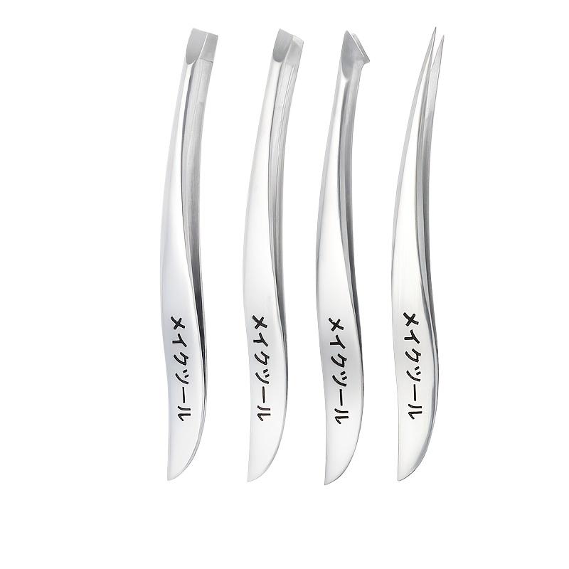 Xiaomi 4pcs Stainless Steel Tweezers Set for Sensitive Beige & Eyelid Facial Hair Removal - Professional Slant Tip Beauty Tools