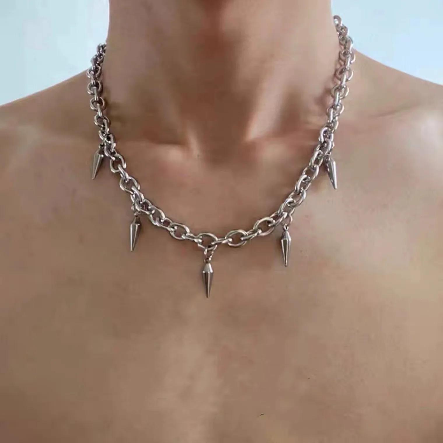 

Punk Aesthetic Stud Necklace Men Choker Cool Accessories Hip Hop Women Necklace Egirl Pendant Necklace Decoration Gift Wholesale